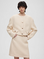 Юбка мини из шерсти 0201, молочный