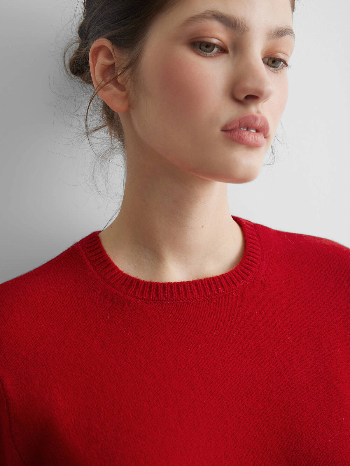 Джемпер с коротким рукавом из 100% мериноса, красный