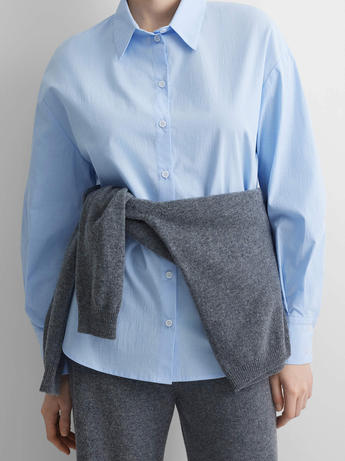 Рубашка свободного кроя 0221, голубой