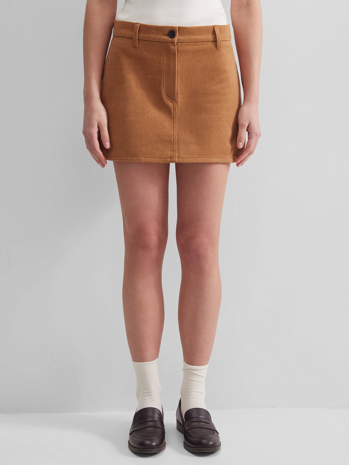 Юбка мини из денима 0218, терракотовый