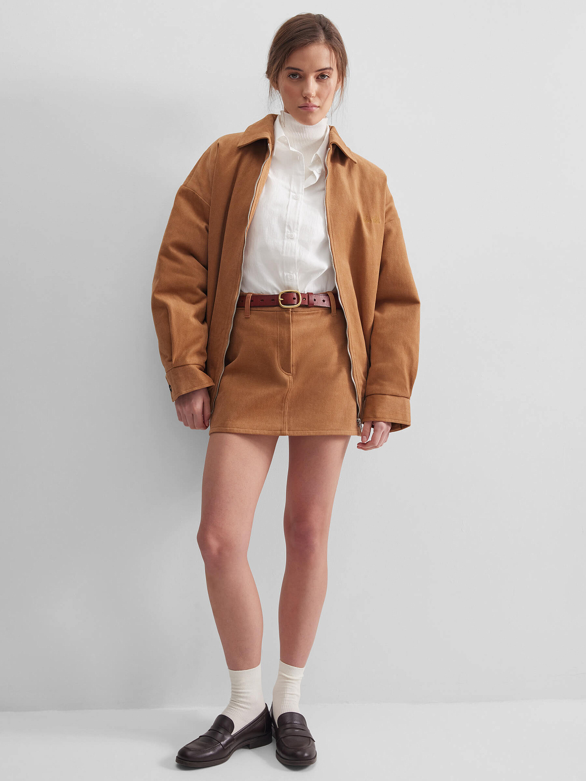 Юбка мини из денима 0218, терракотовый