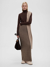 Юбка макси букле из альпаки и шерсти, бежевый