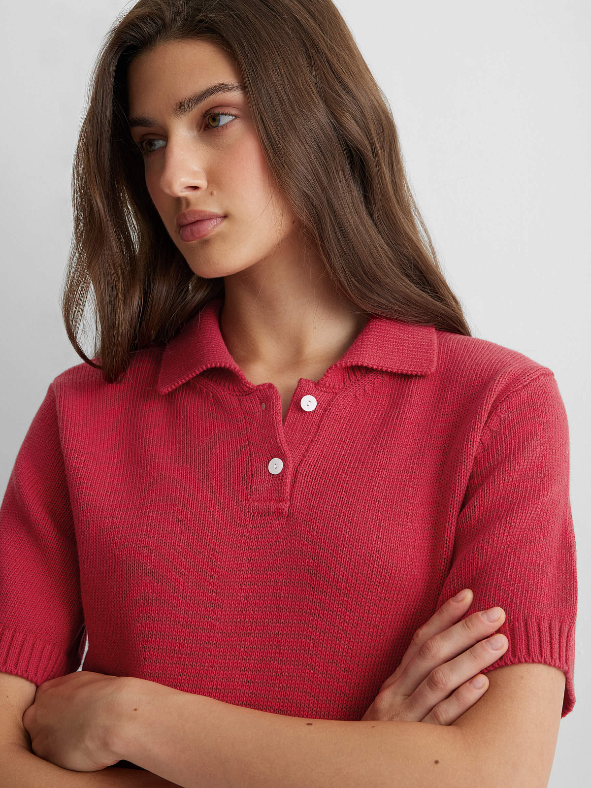 Поло с коротким рукавом из 100% хлопка, красный