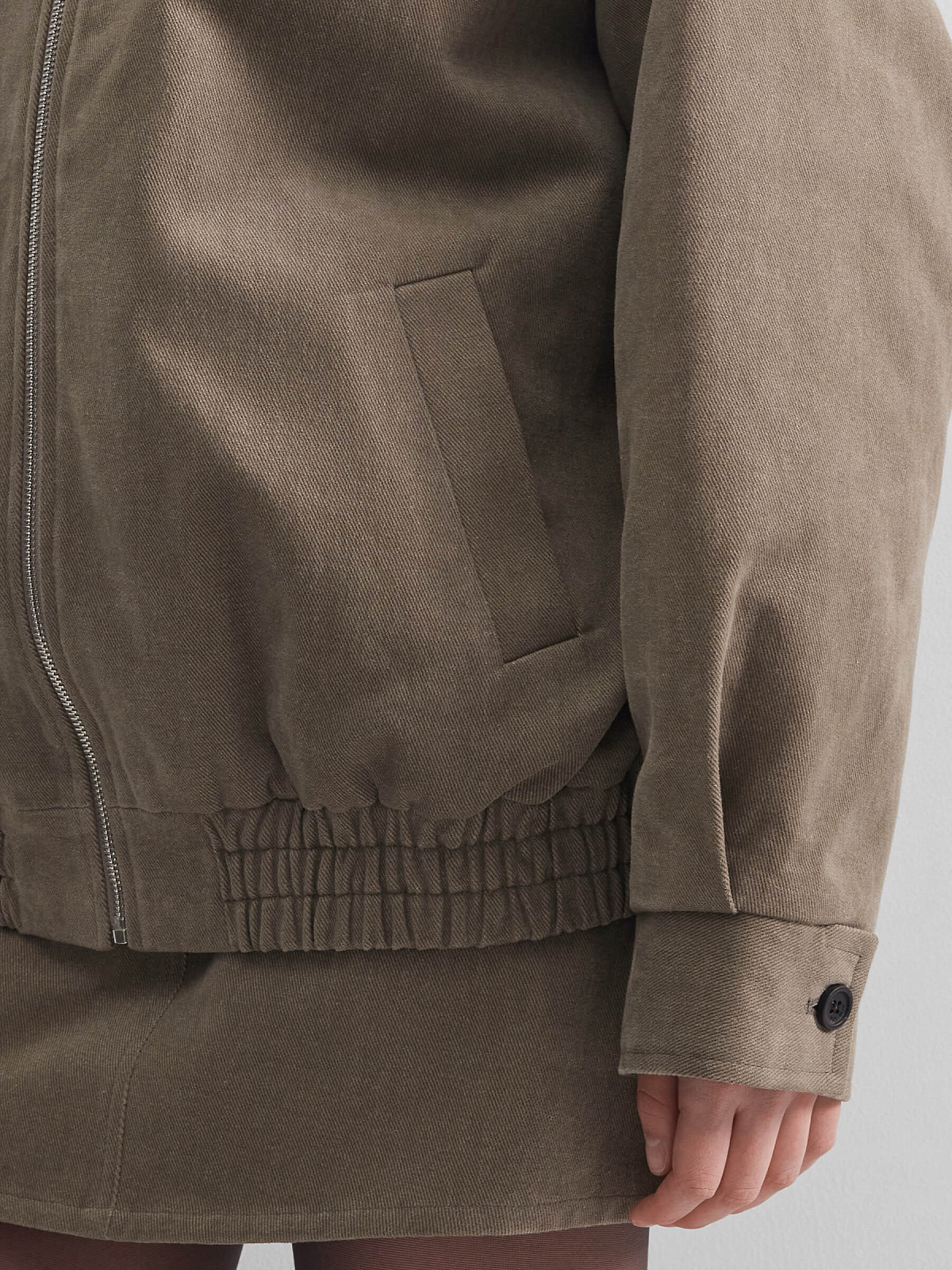 Бомбер утепленный из денима с вышивкой 0207, хаки