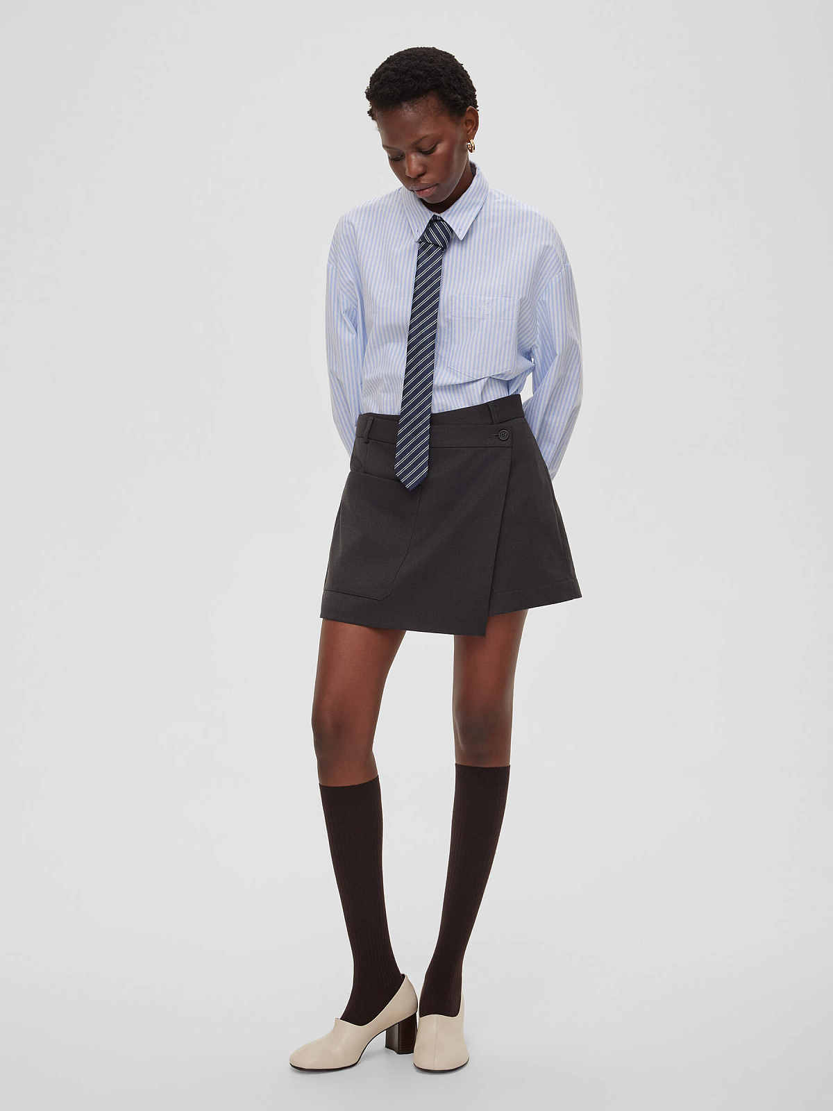 Галстук в полоску 020, синий