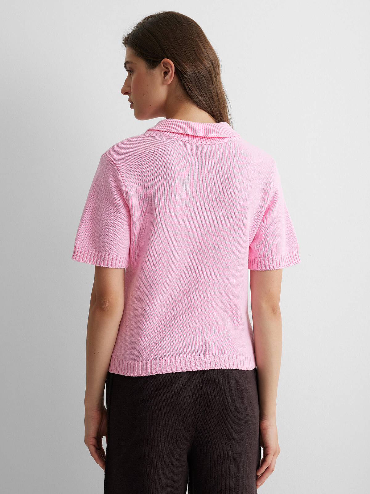 Поло с коротким рукавом из 100% хлопка, розовый