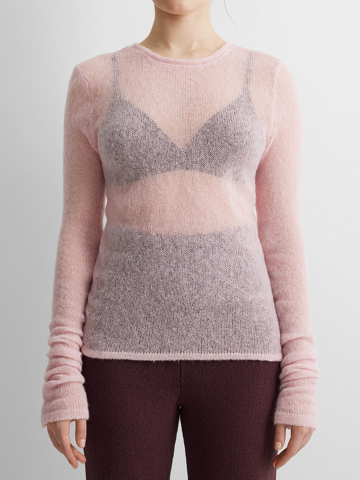 Джемпер вязаный из мохера, розовый