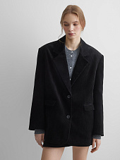 Жакет однобортный из вельвета 0211, черный