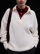 Джемпер поло из трикотажа 0204, бордовый