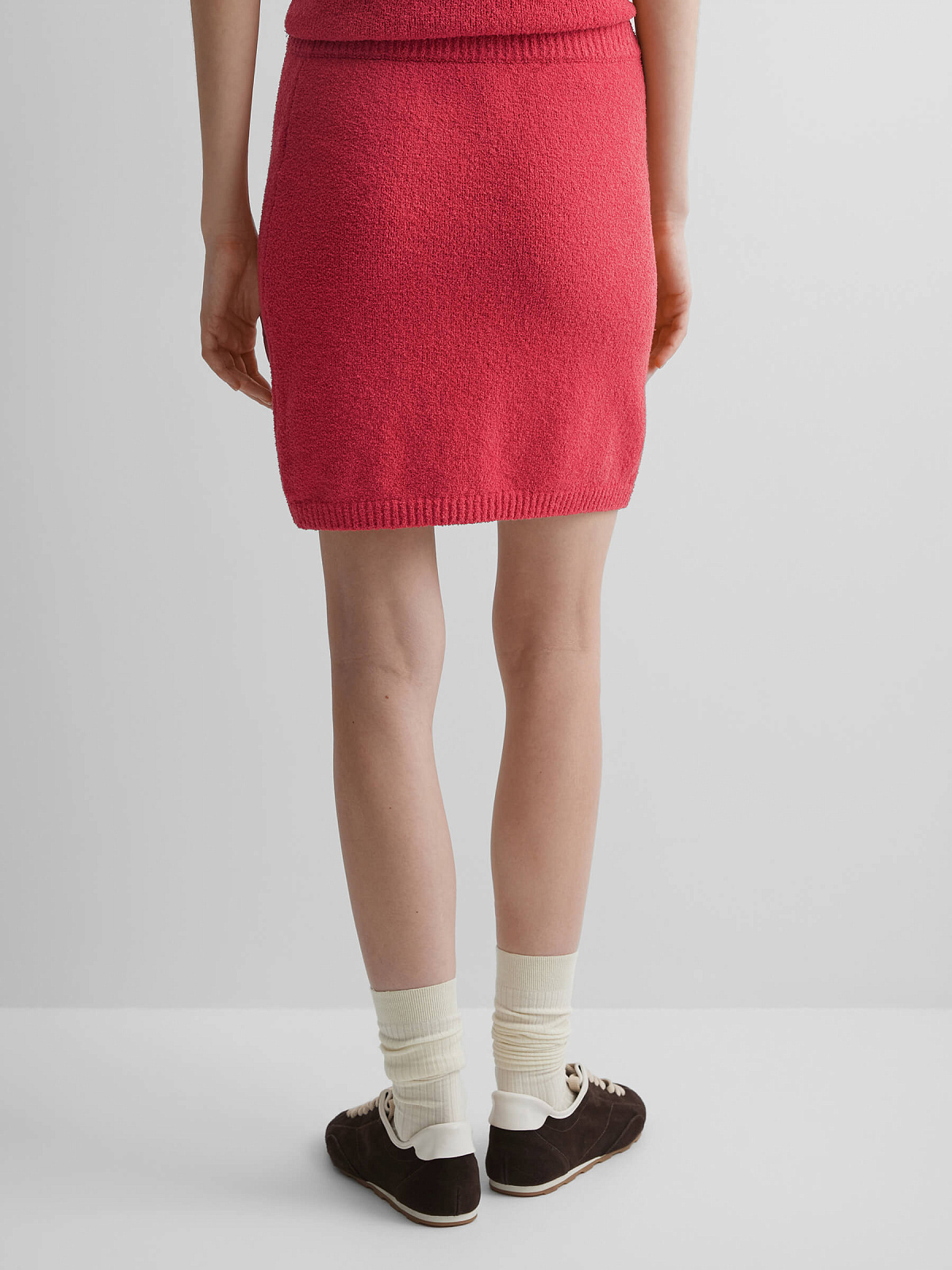 Юбка-мини из хлопка букле, красный