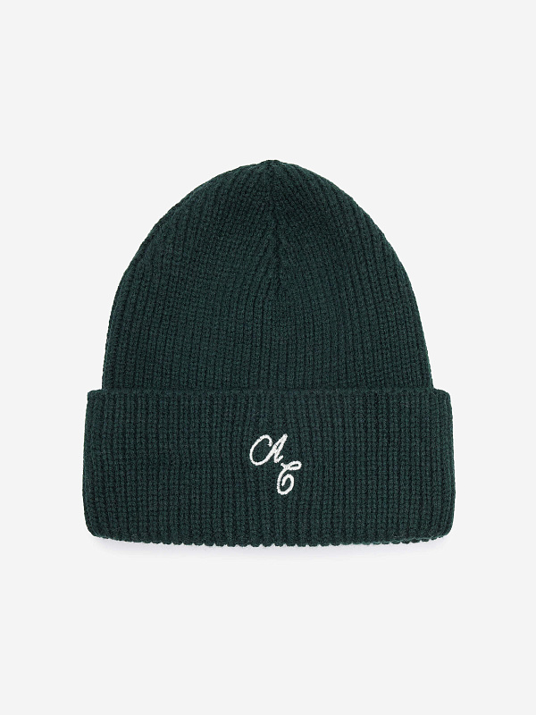 Шапка в рубчик с отворотом и вышивкой, фото 1