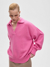 Джемпер-поло свободного кроя, розовая фуксия