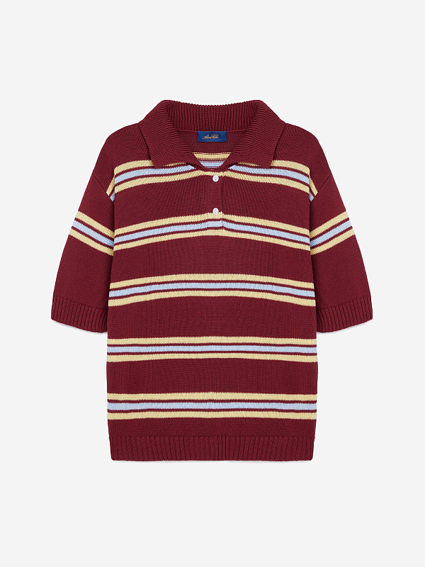 Поло с коротким рукавом из хлопка в полоску, фото 1