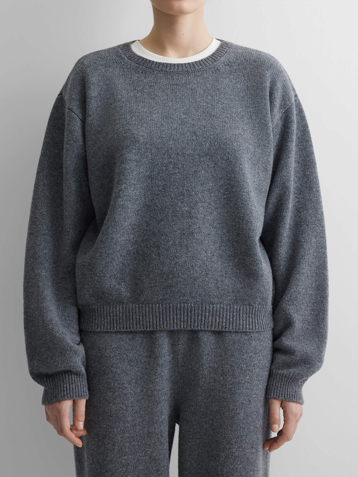 Джемпер свободного кроя из 100% мериноса, серый
