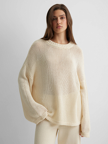 Джемпер сеточка из 100% хлопка, молочный