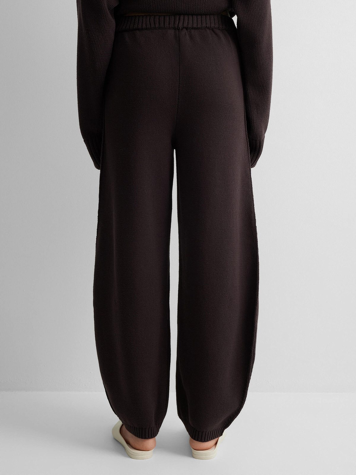 Брюки объемные из 100% хлопка, коричневый