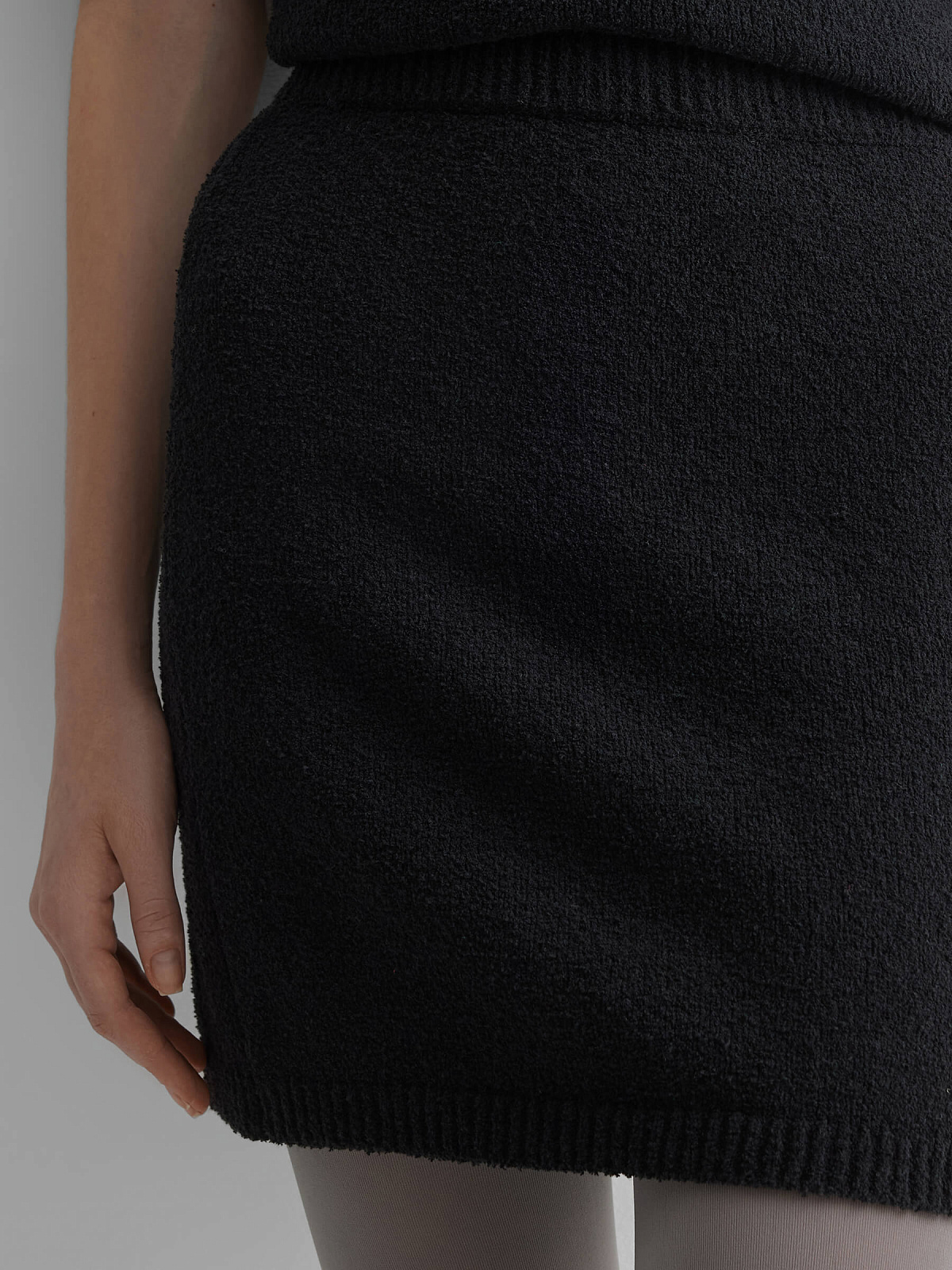 Юбка-мини из хлопка букле, черный