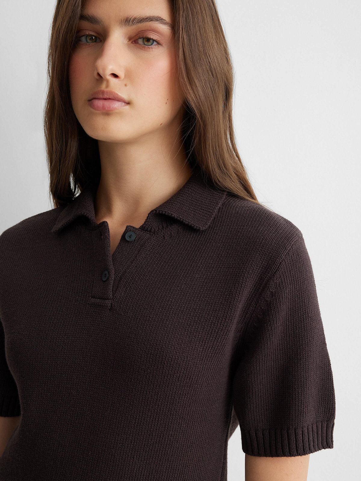 Поло с коротким рукавом из 100% хлопка, коричневый