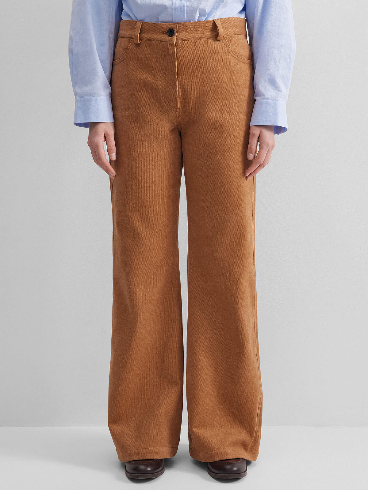 Брюки клеш из денима 0219, терракотовый