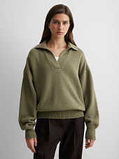 Джемпер-поло свободного кроя, светлый хаки