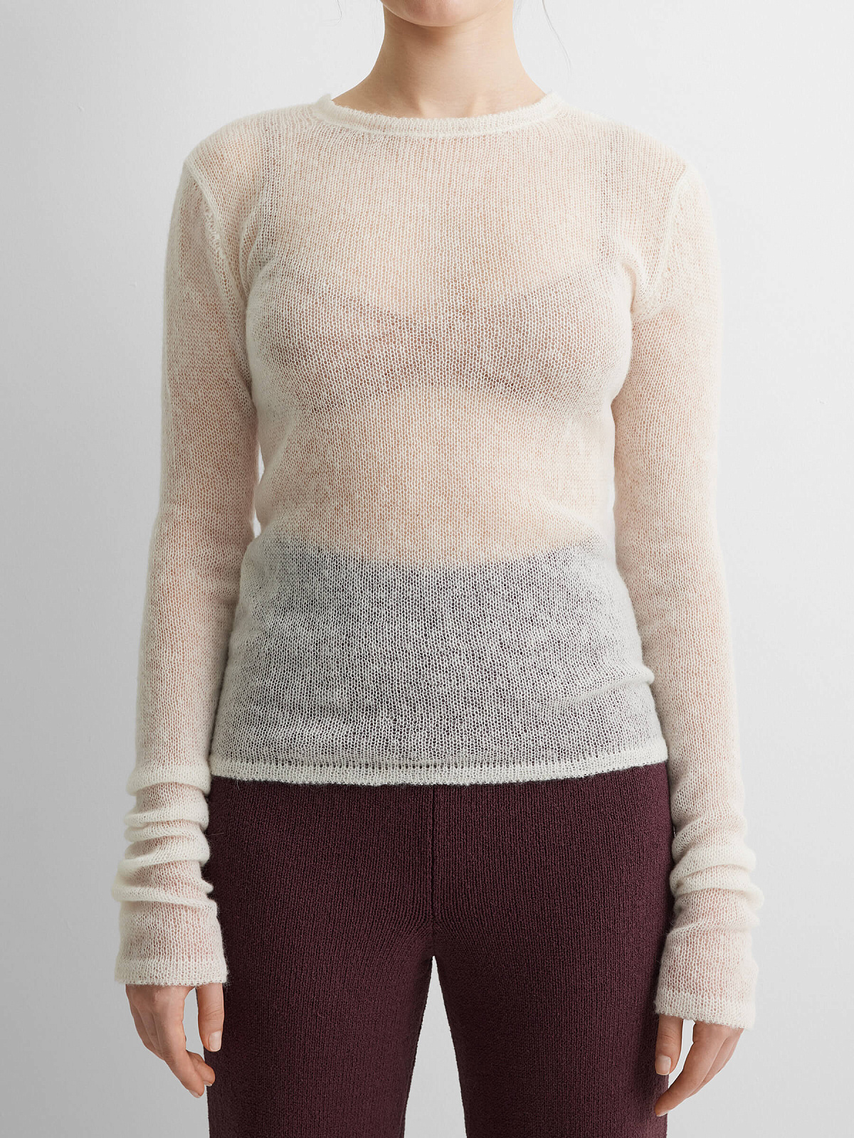 Джемпер вязаный из мохера, молочный