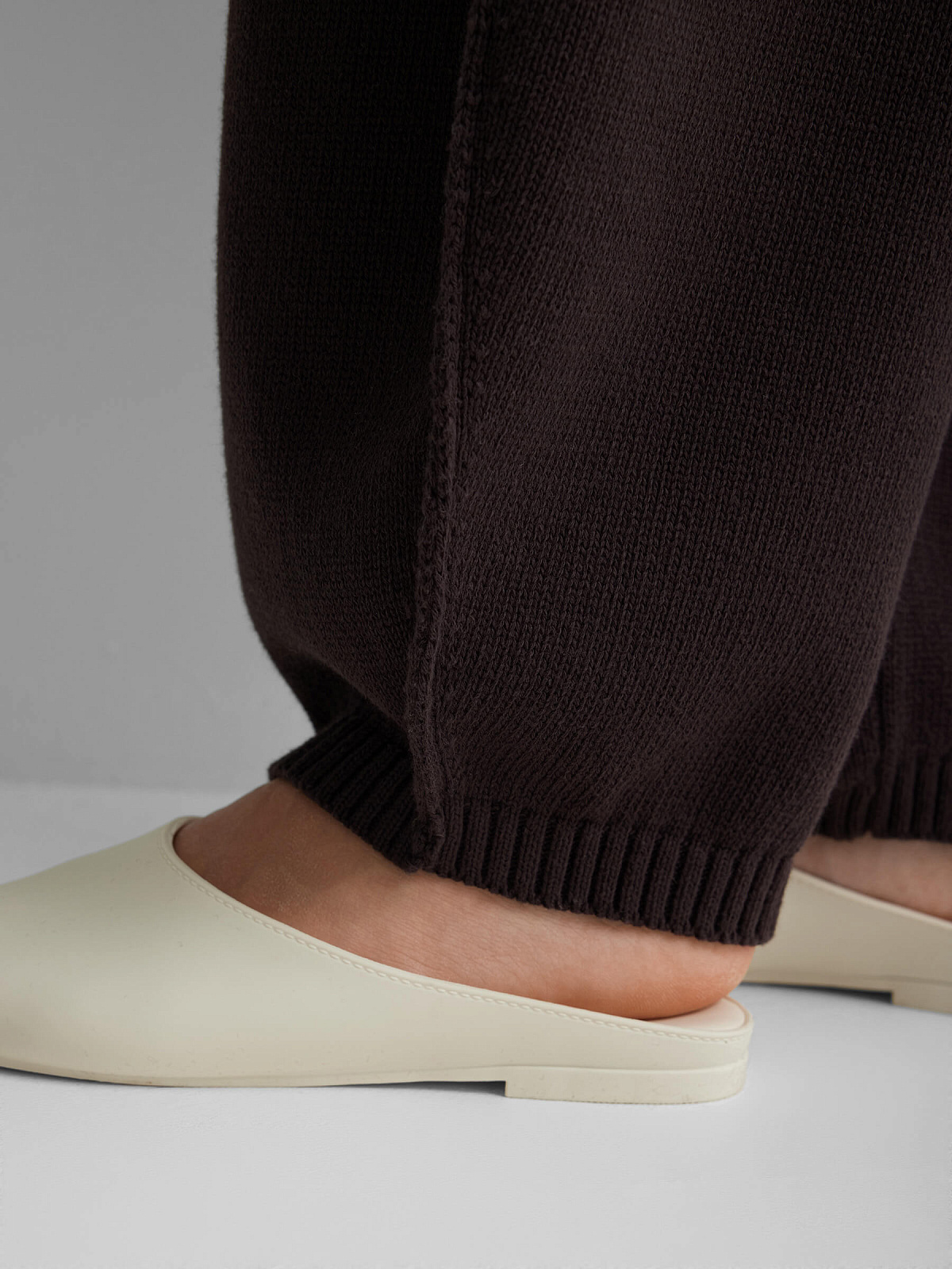 Брюки объемные из 100% хлопка, коричневый