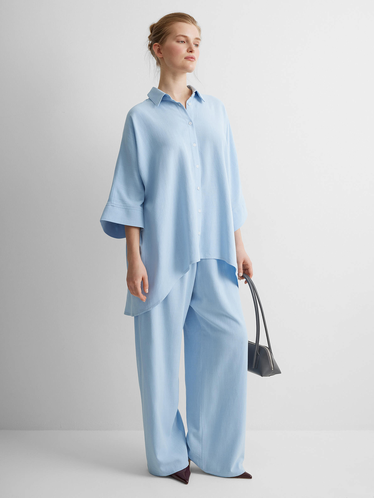 Костюм изо льна 0222, голубой