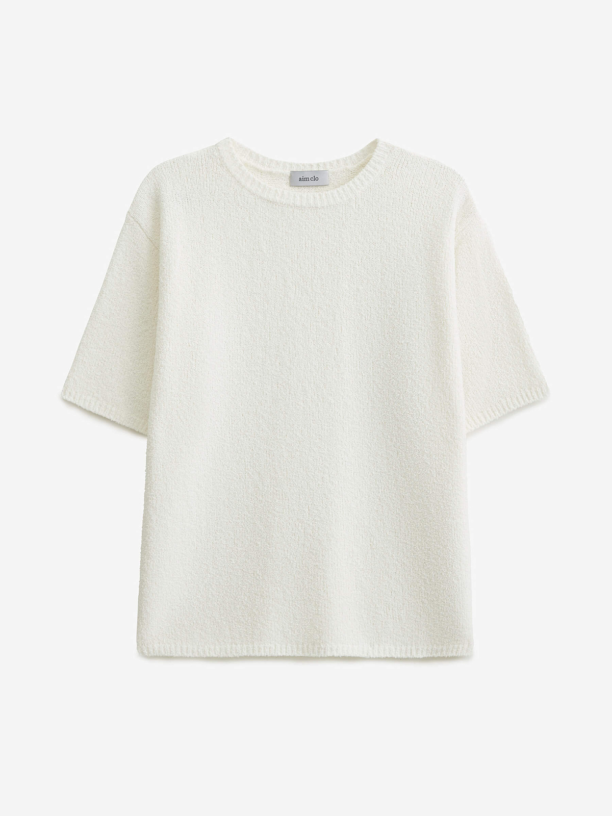 Джемпер с коротким рукавом из хлопка букле, белый