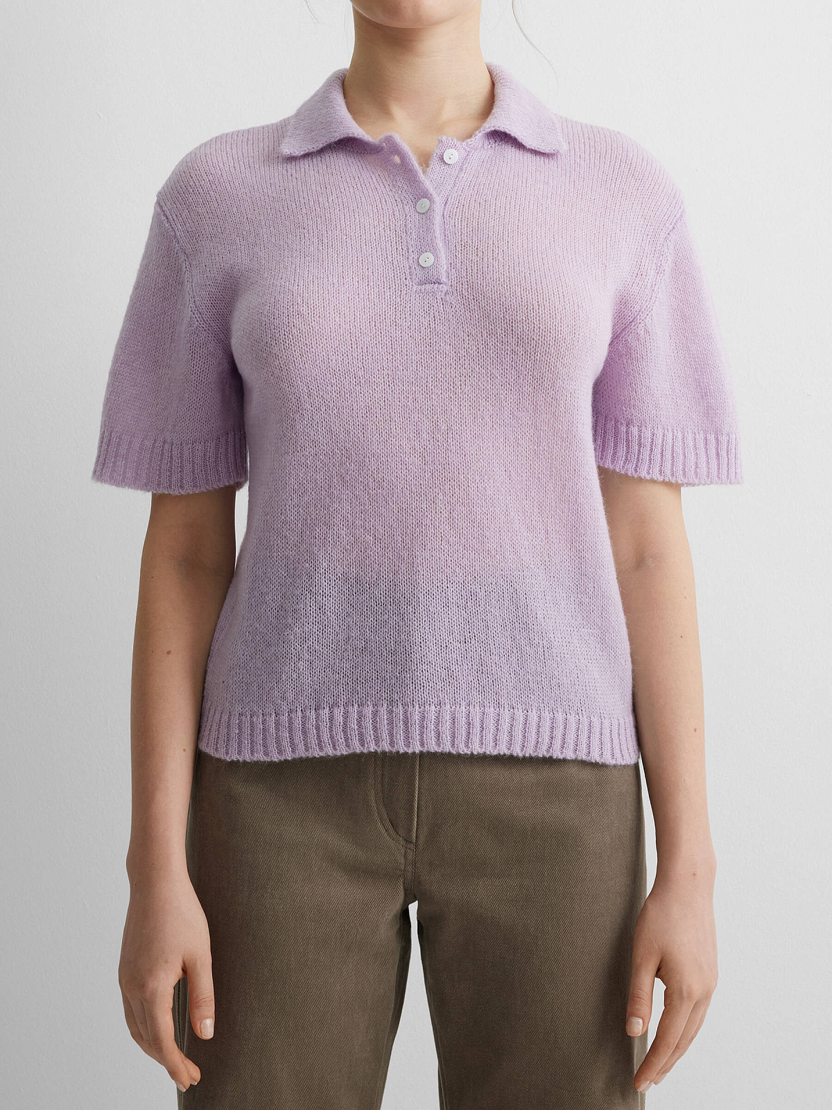 Поло с коротким рукавом из мохера, лавандовый