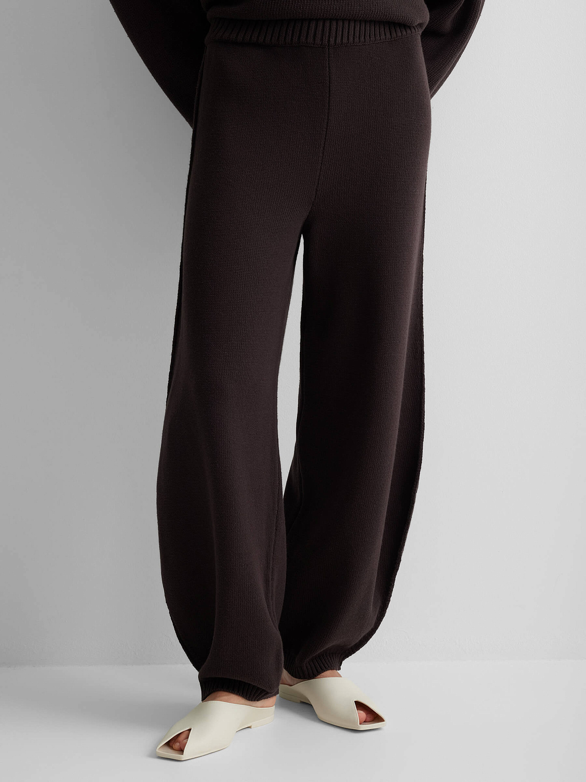 Брюки объемные из 100% хлопка, коричневый