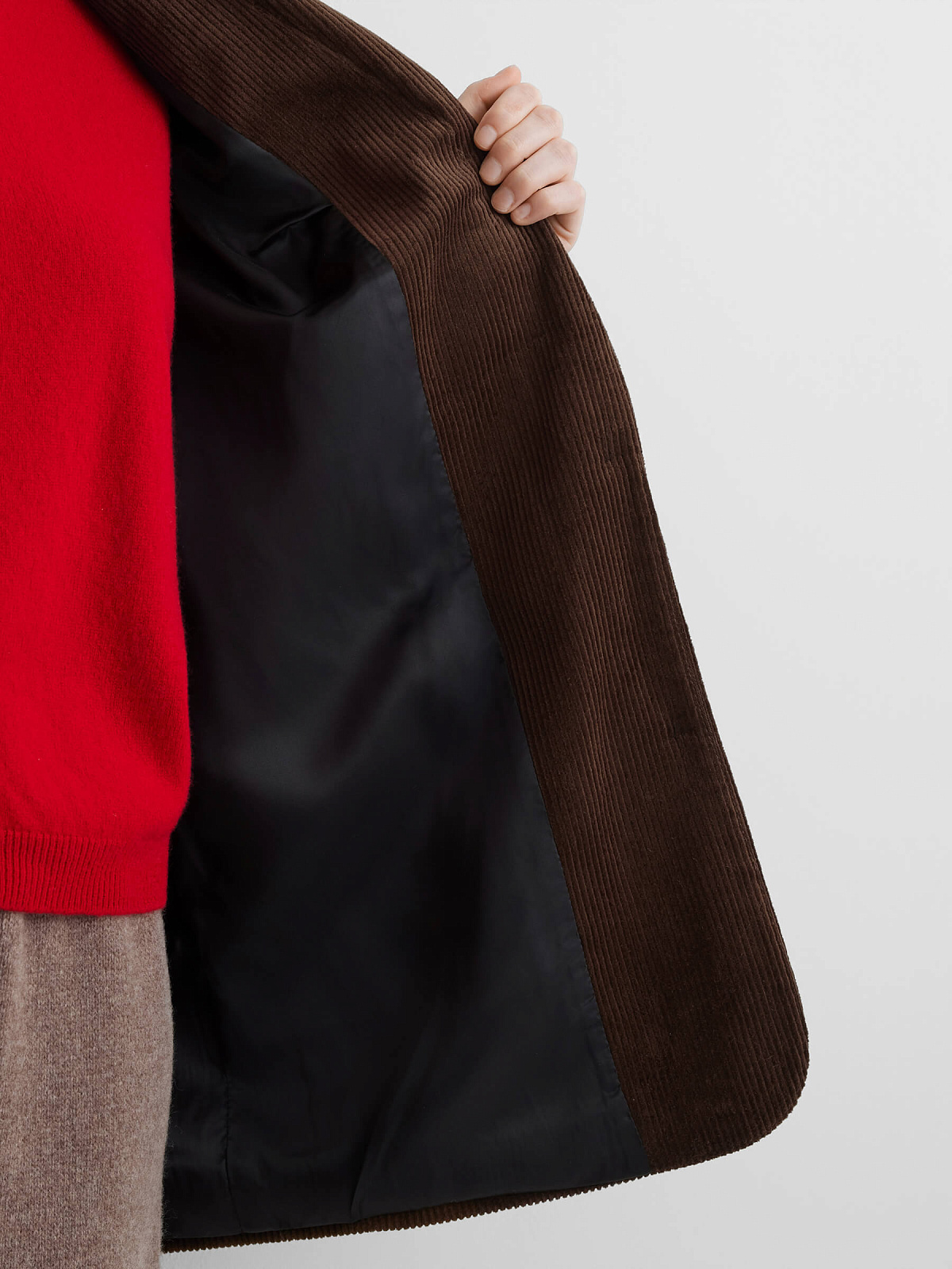 Жакет однобортный из вельвета 0211, коричневый