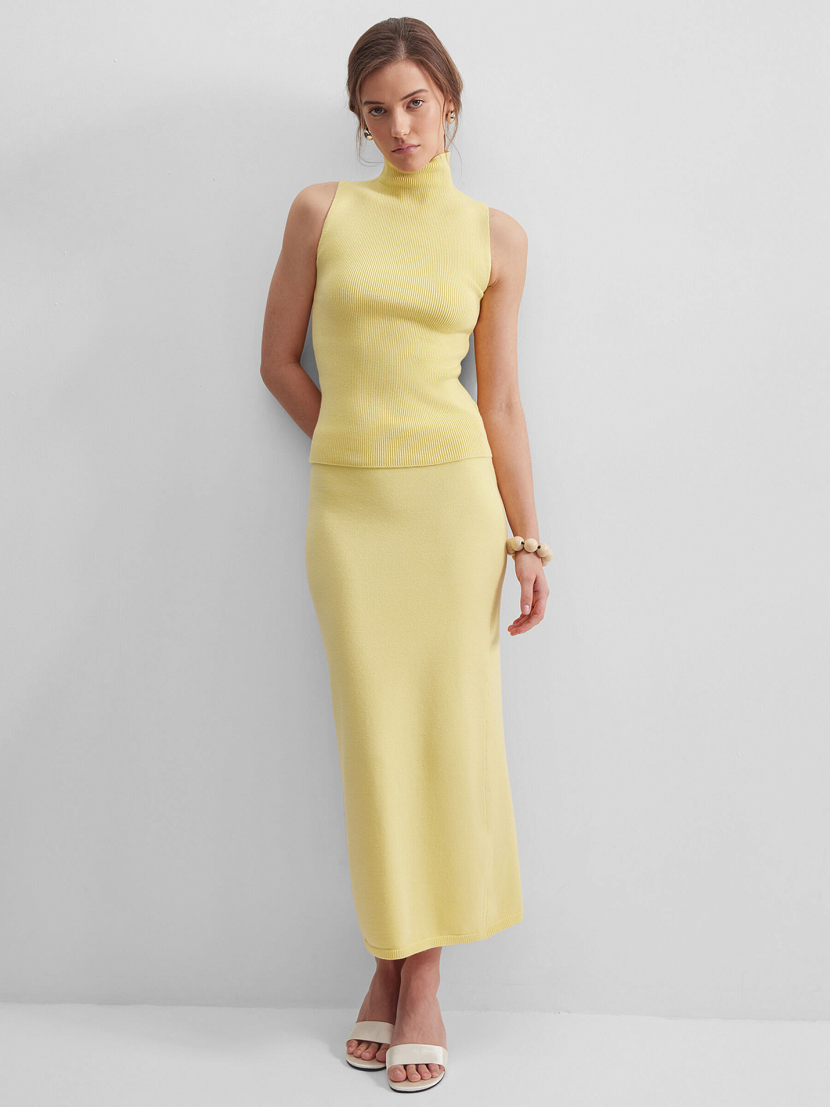 Юбка макси из вискозы, желтый