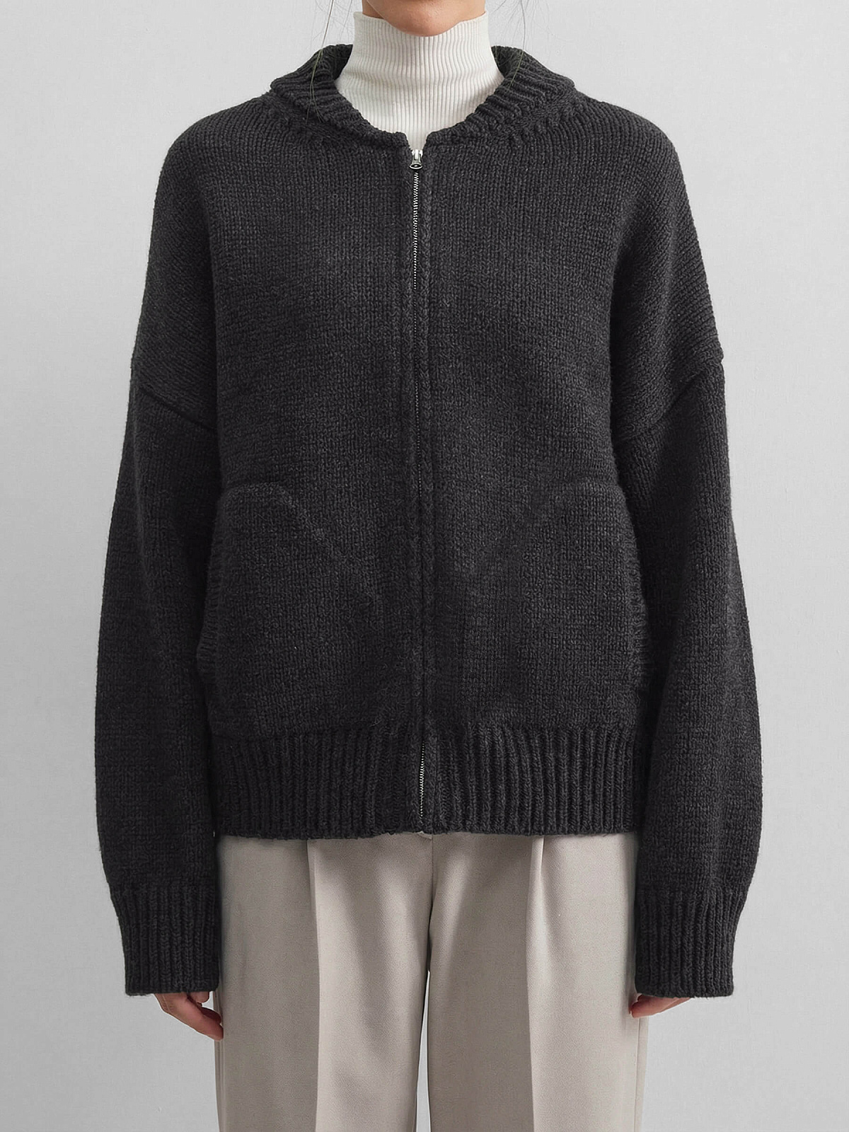 Вязаный бомбер, антрацит