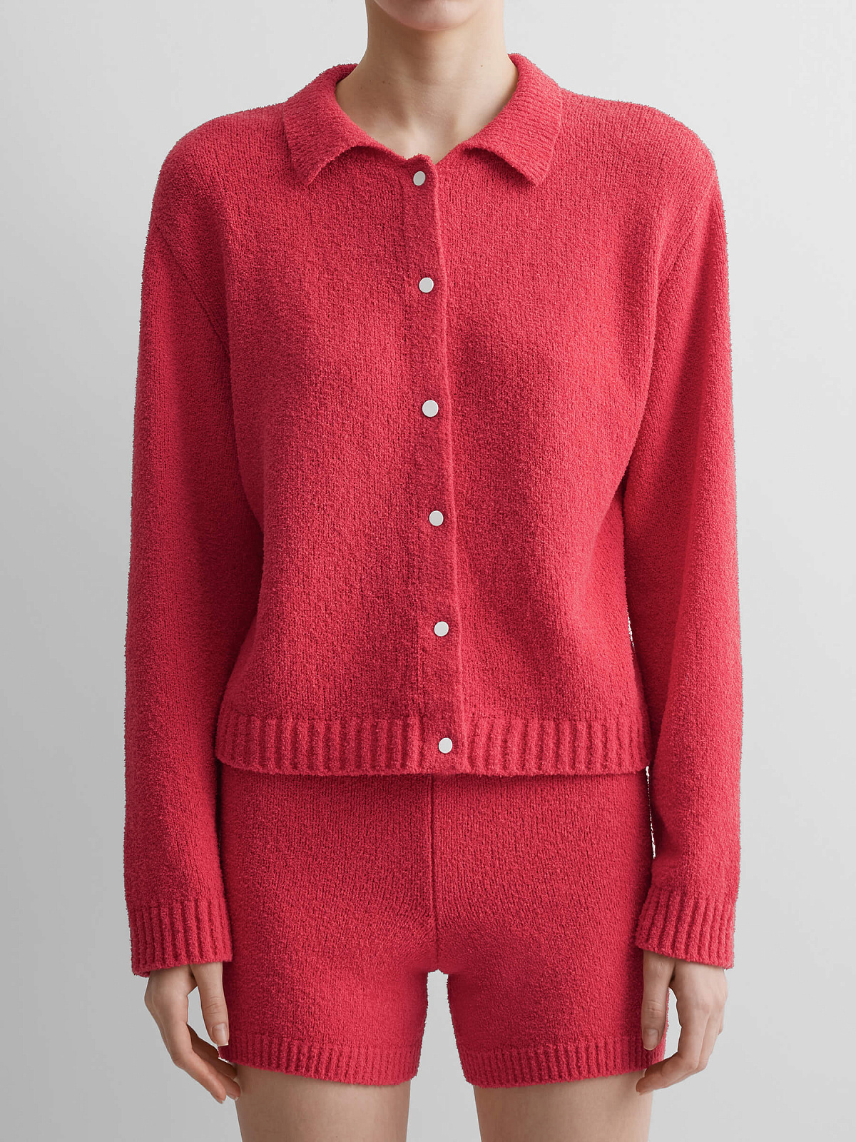 Кардиган из хлопка букле, красный