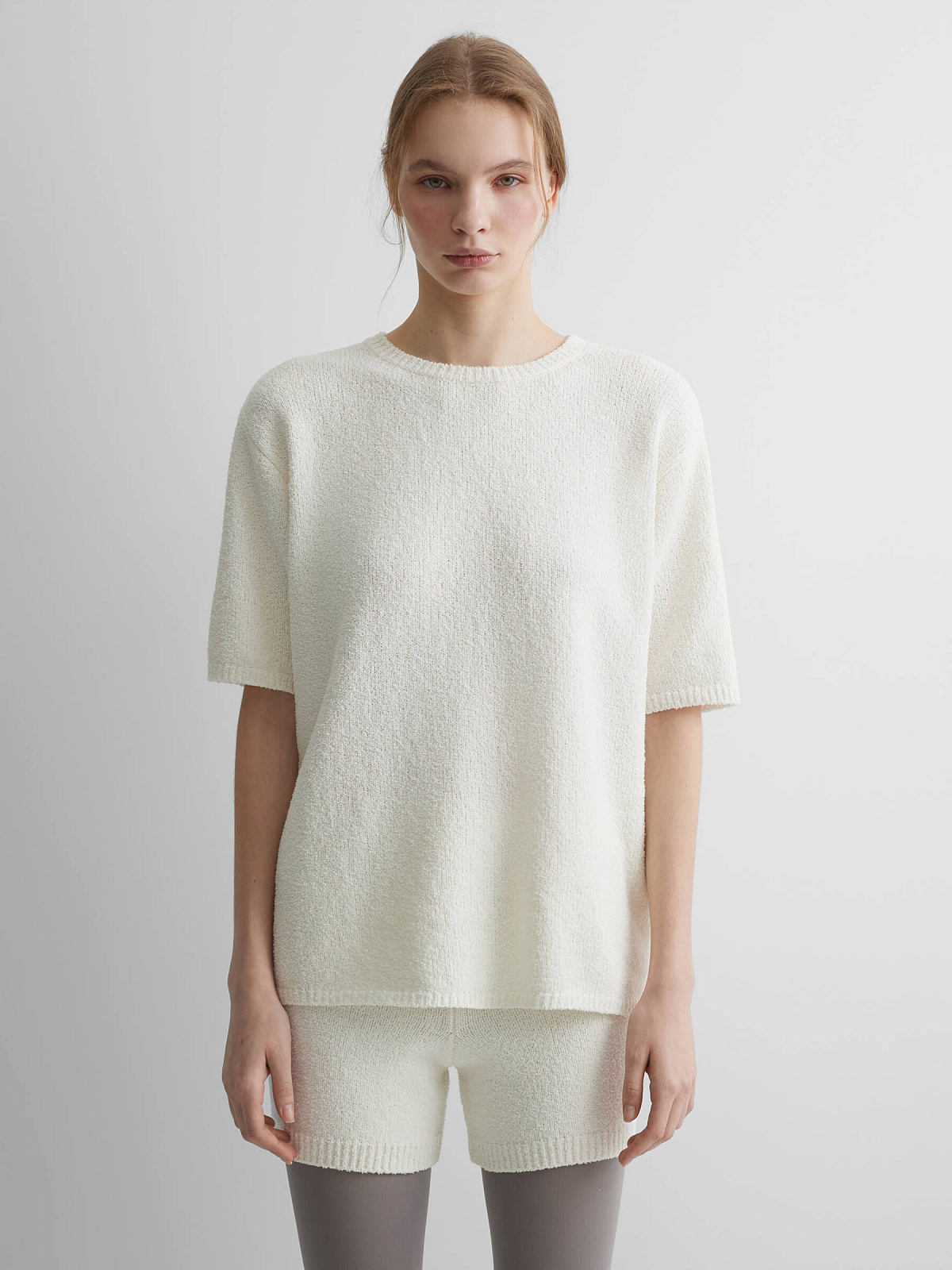 Шорты из хлопка букле, белый