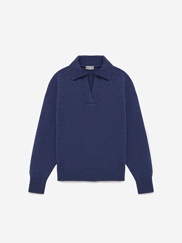 Джемпер-поло свободного кроя из кашемира и шерсти, фото 1