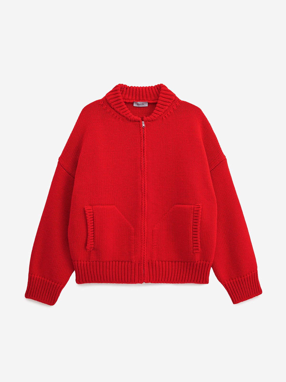 Вязаный бомбер, красный