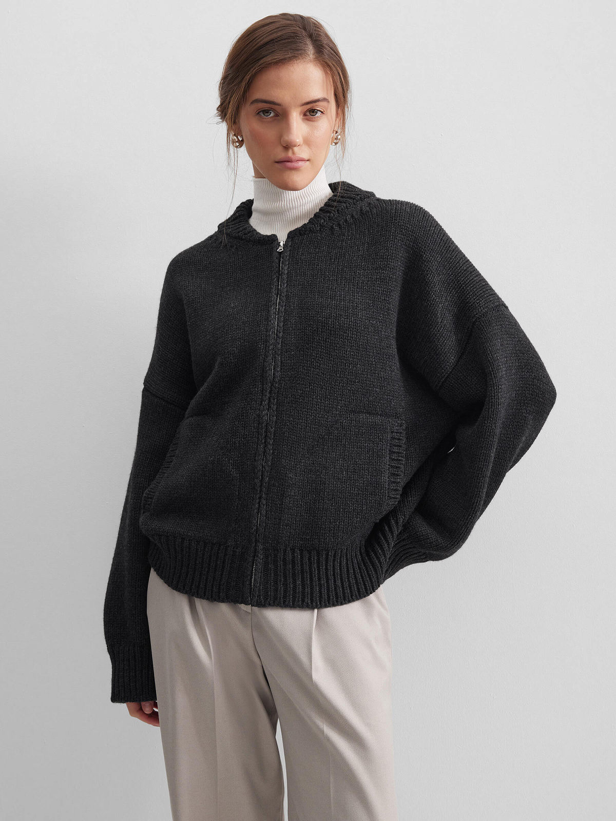 Вязаный бомбер, антрацит