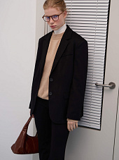 Жакет свободного кроя однобортный, черный