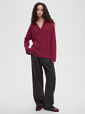 Джемпер-поло из хлопка букле, бордовый