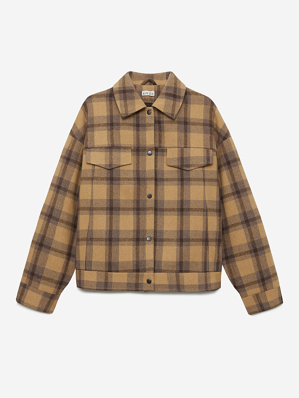 Бомбер из шерсти в клетку, фото 1