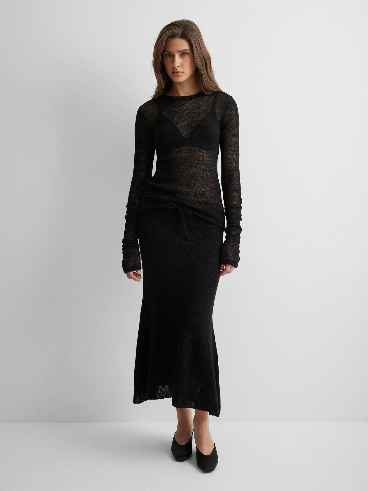 Джемпер вязаный из мохера, черный