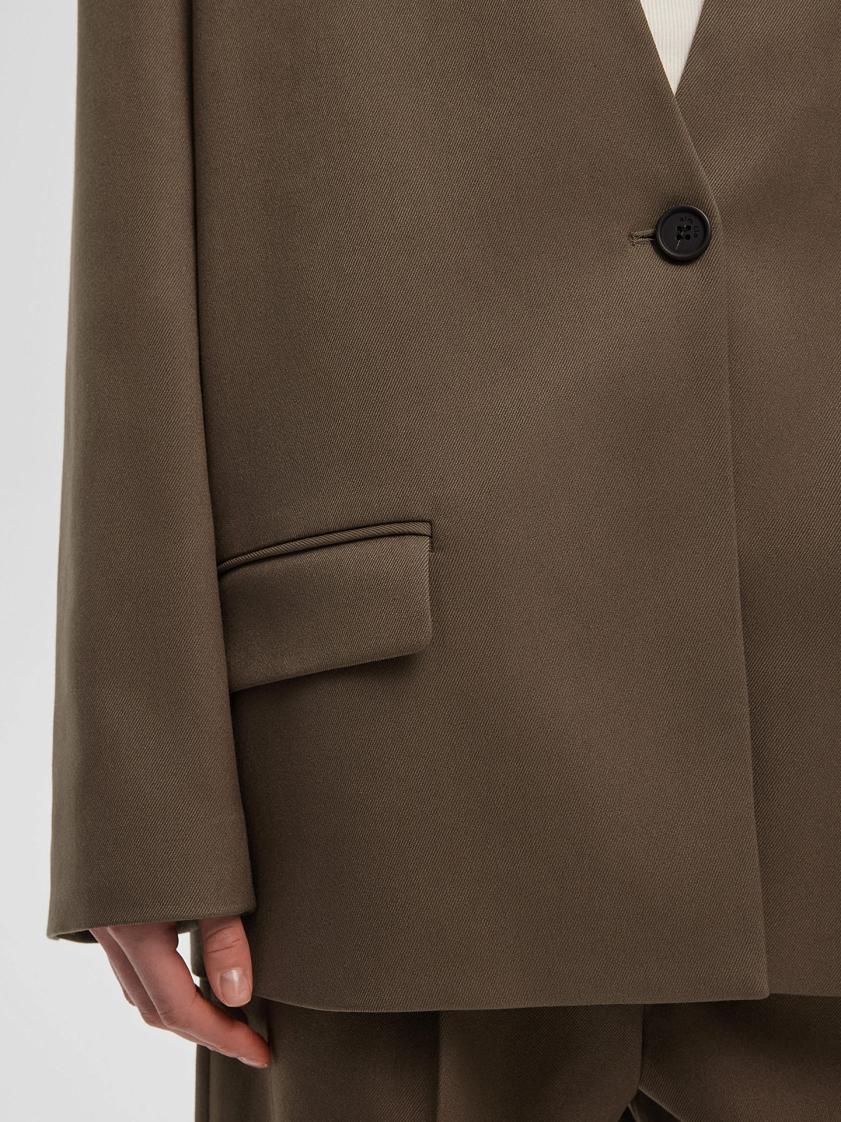 Жакет однобортный без лацканов 0212, кофейный