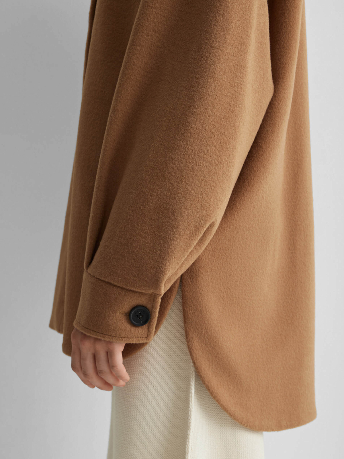 Пальто рубашечного кроя с потайной застежкой, кэмел, фото 7
