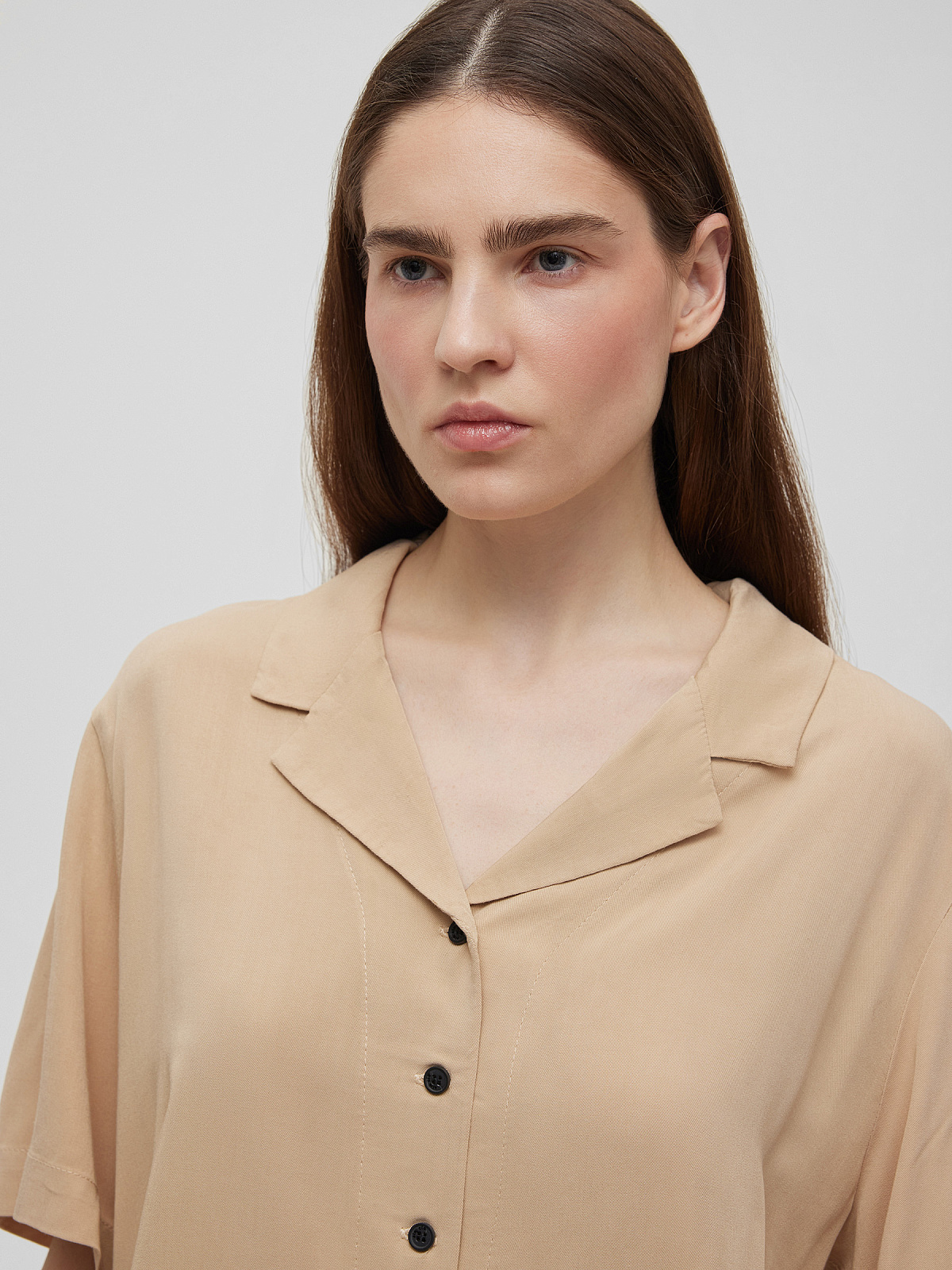 Пижамная рубашка с коротким рукавом, бежевый