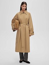 Тренч однобортный свободного кроя, бежевый