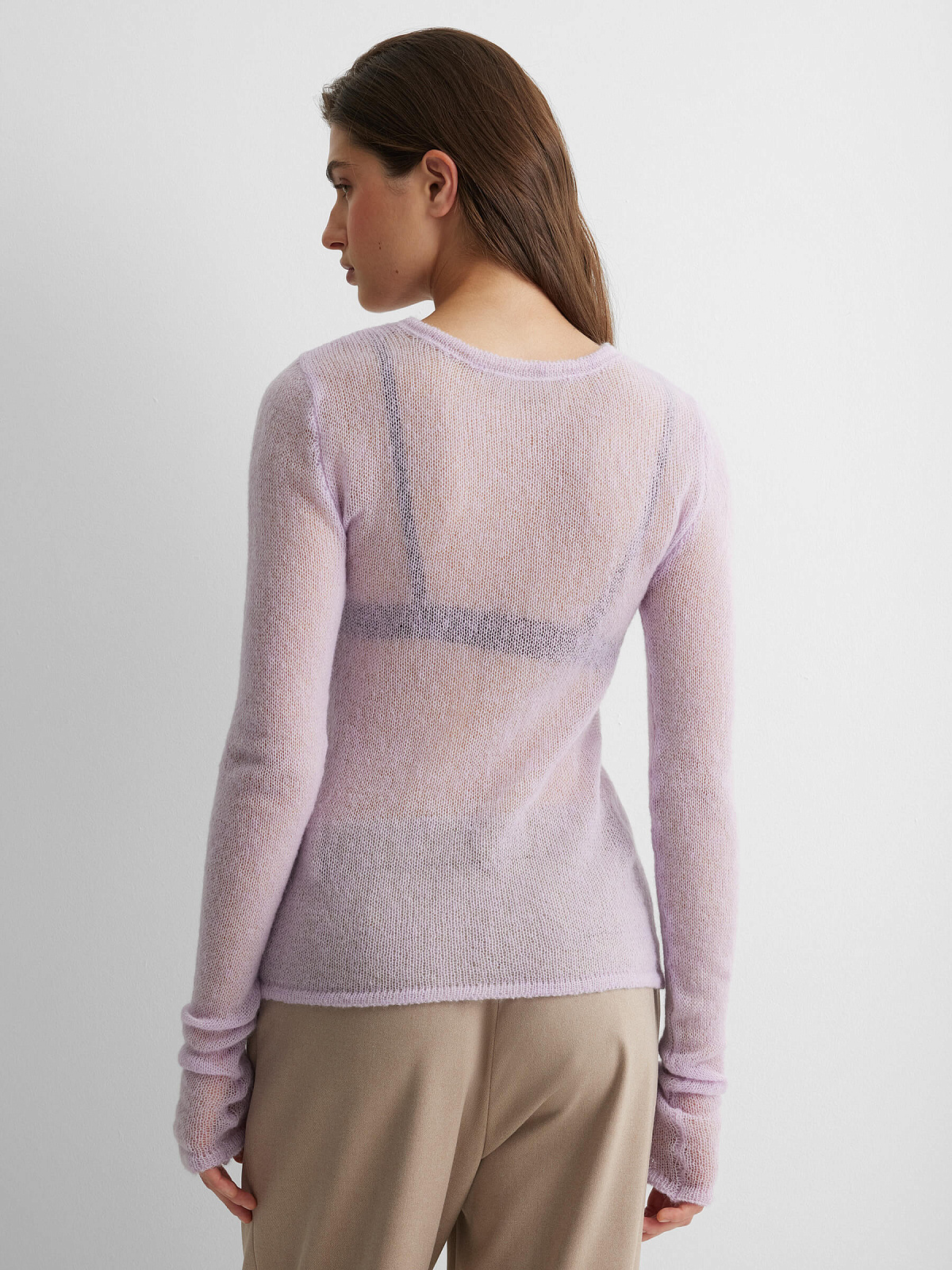 Джемпер вязаный из мохера, лавандовый