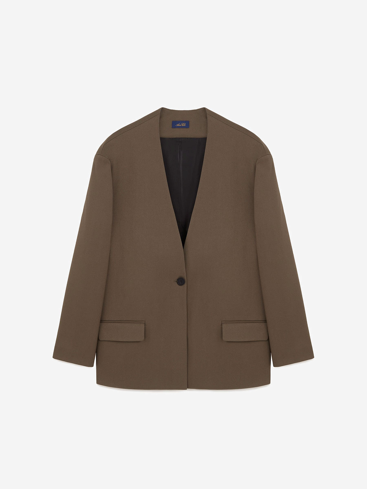 Жакет однобортный без лацканов 0212, кофейный