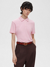 Джемпер поло из трикотажа 0204, светло-розовый