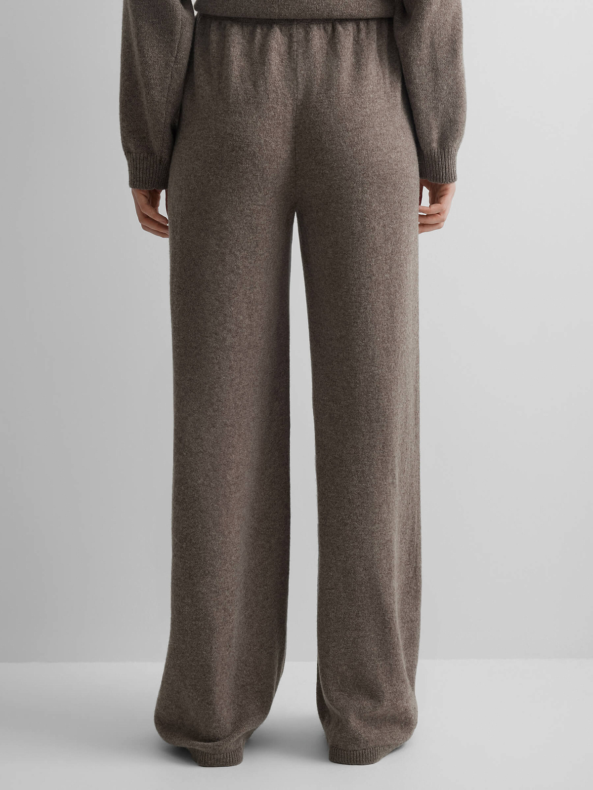 Брюки вязаные из 100% мериноса, коричневый меланж